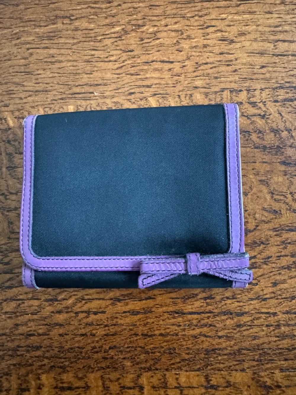 Prada Vintage Tessuto Nylon Wallet - Black with Purple Trim - Picture 3 of 14